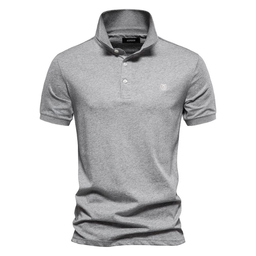 Short-Sleeve Men's Polo Shirt with Casual Embroidery and Breathable Lapel Design