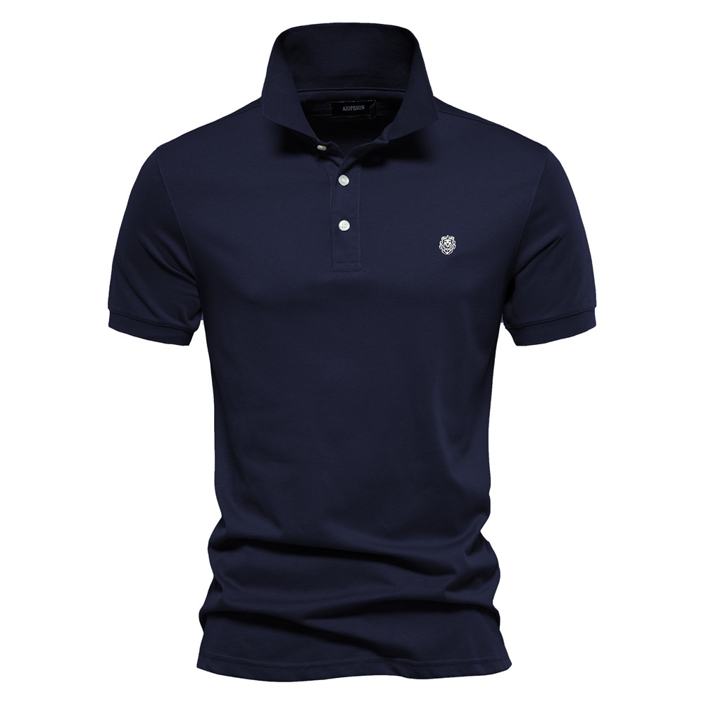 Short-Sleeve Men's Polo Shirt with Casual Embroidery and Breathable Lapel Design