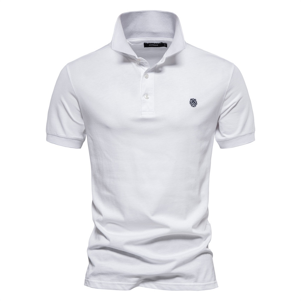 Short-Sleeve Men's Polo Shirt with Casual Embroidery and Breathable Lapel Design