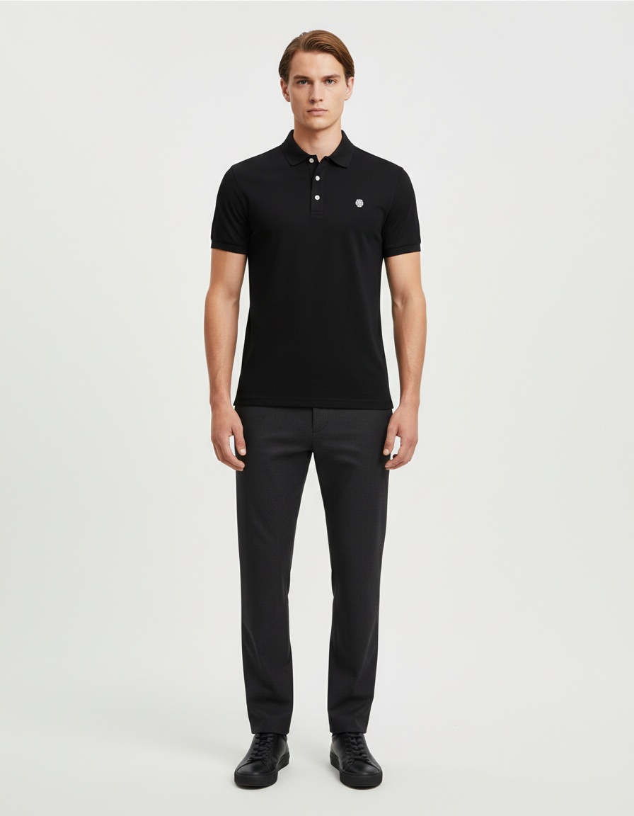 Short-Sleeve Men's Polo Shirt with Casual Embroidery and Breathable Lapel Design