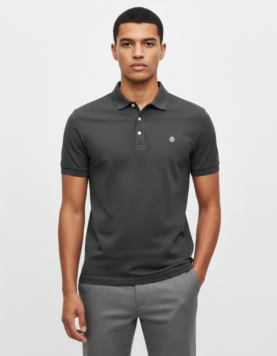 Short-Sleeve Men's Polo Shirt with Casual Embroidery and Breathable Lapel Design