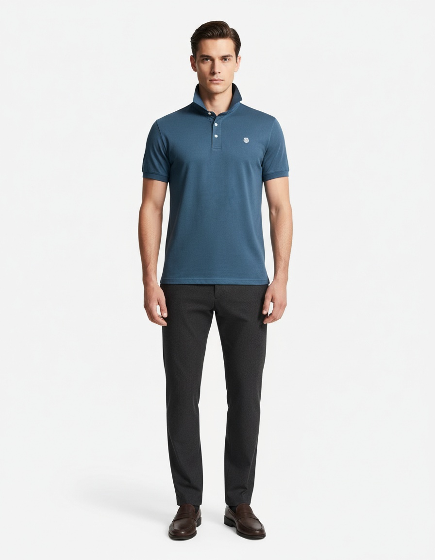 Short-Sleeve Men's Polo Shirt with Casual Embroidery and Breathable Lapel Design