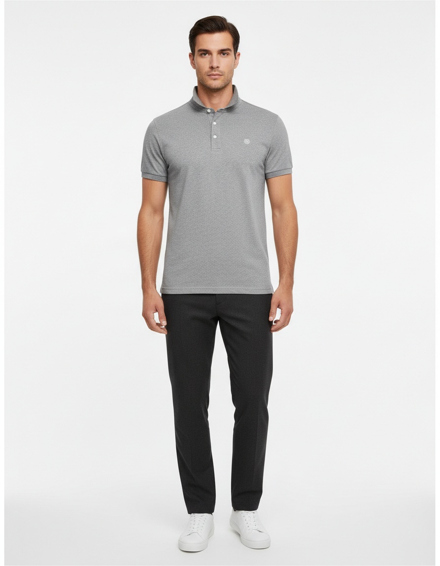 Short-Sleeve Men's Polo Shirt with Casual Embroidery and Breathable Lapel Design