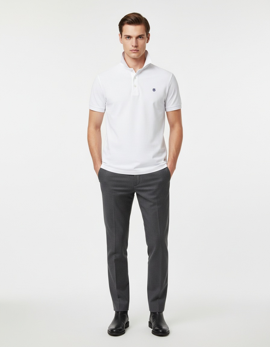 Short-Sleeve Men's Polo Shirt with Casual Embroidery and Breathable Lapel Design