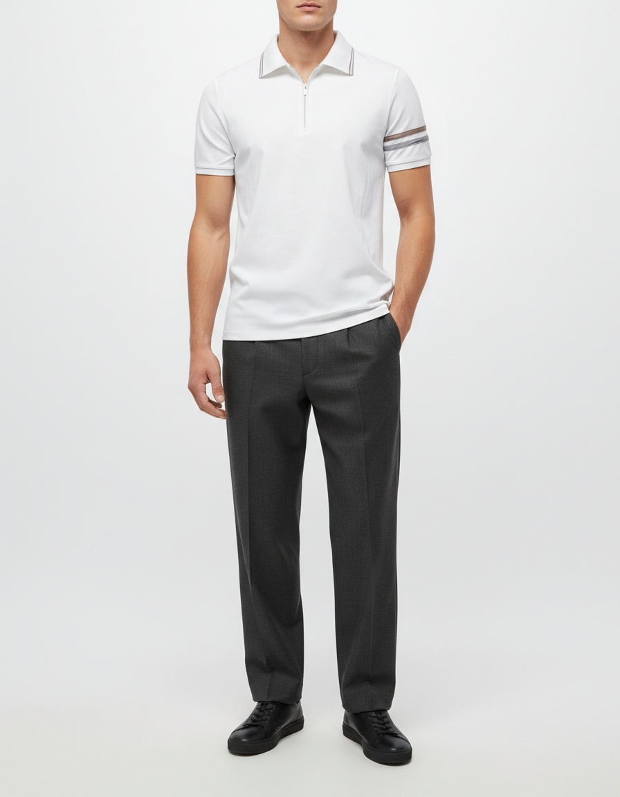 Breathable Business Casual Zipper Lapel Men's Polo Shirt