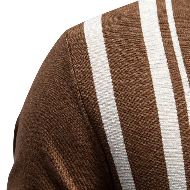 Men's Striped Short-Sleeve Knitted Polo Shirt