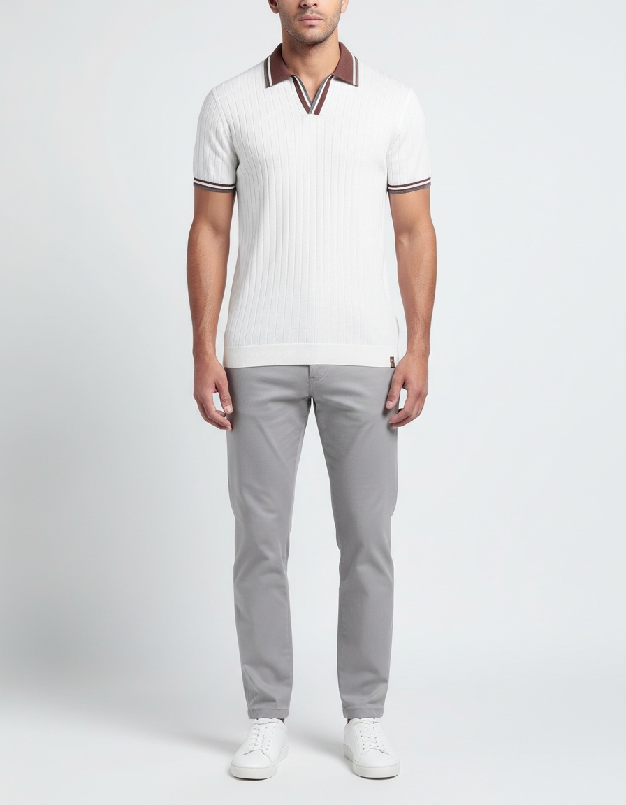 Men's Color Block Business Casual Knitted Short Sleeve Polo Shirt