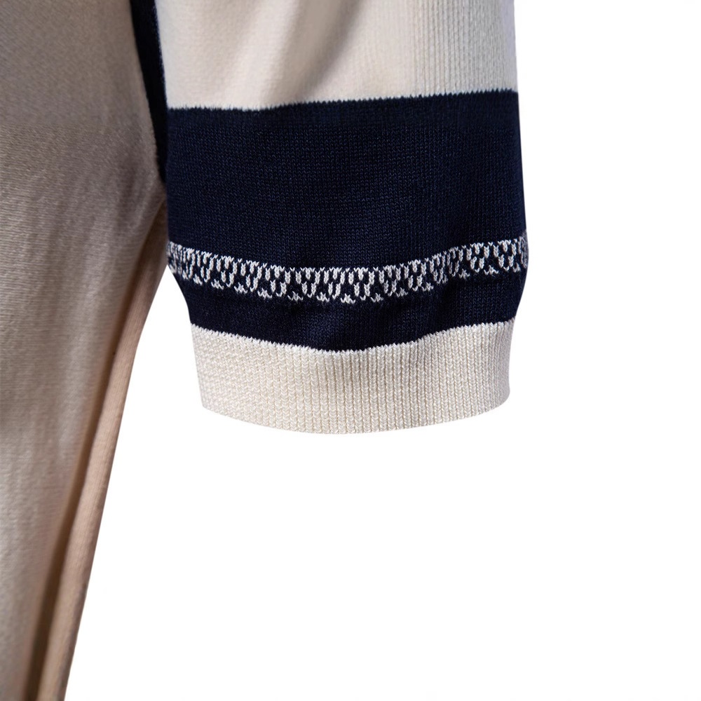 Striped Jacquard Short-Sleeve Knitted Men's Polo Shirt for Summer