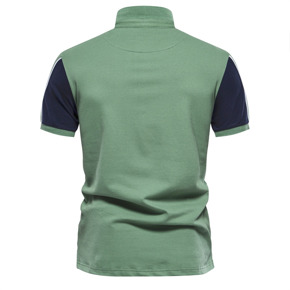 Casual Color-Block Short-Sleeve Men's Polo Shirt for Spring and Summer
