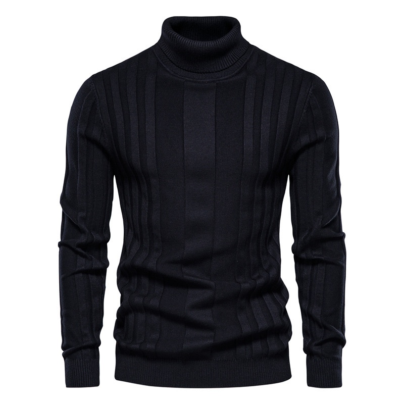 Suéter de punto de cuello alto para hombre, cálido y de otoño, de talla grande
