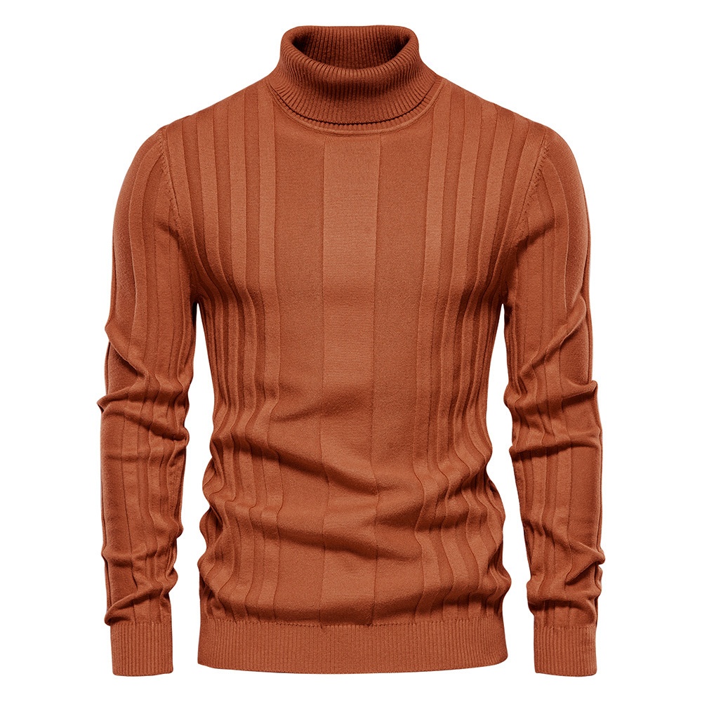 Suéter de punto de cuello alto para hombre, cálido y de otoño, de talla grande
