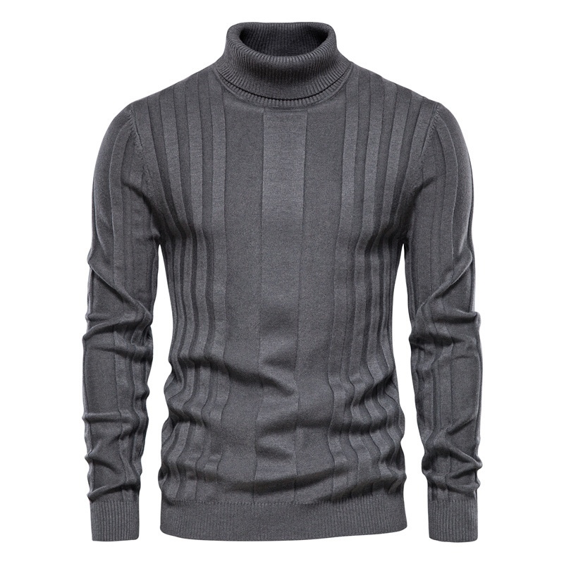 Suéter de punto de cuello alto para hombre, cálido y de otoño, de talla grande