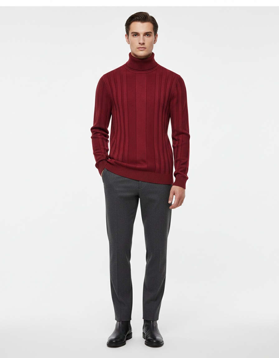 Suéter de punto de cuello alto para hombre, cálido y de otoño, de talla grande