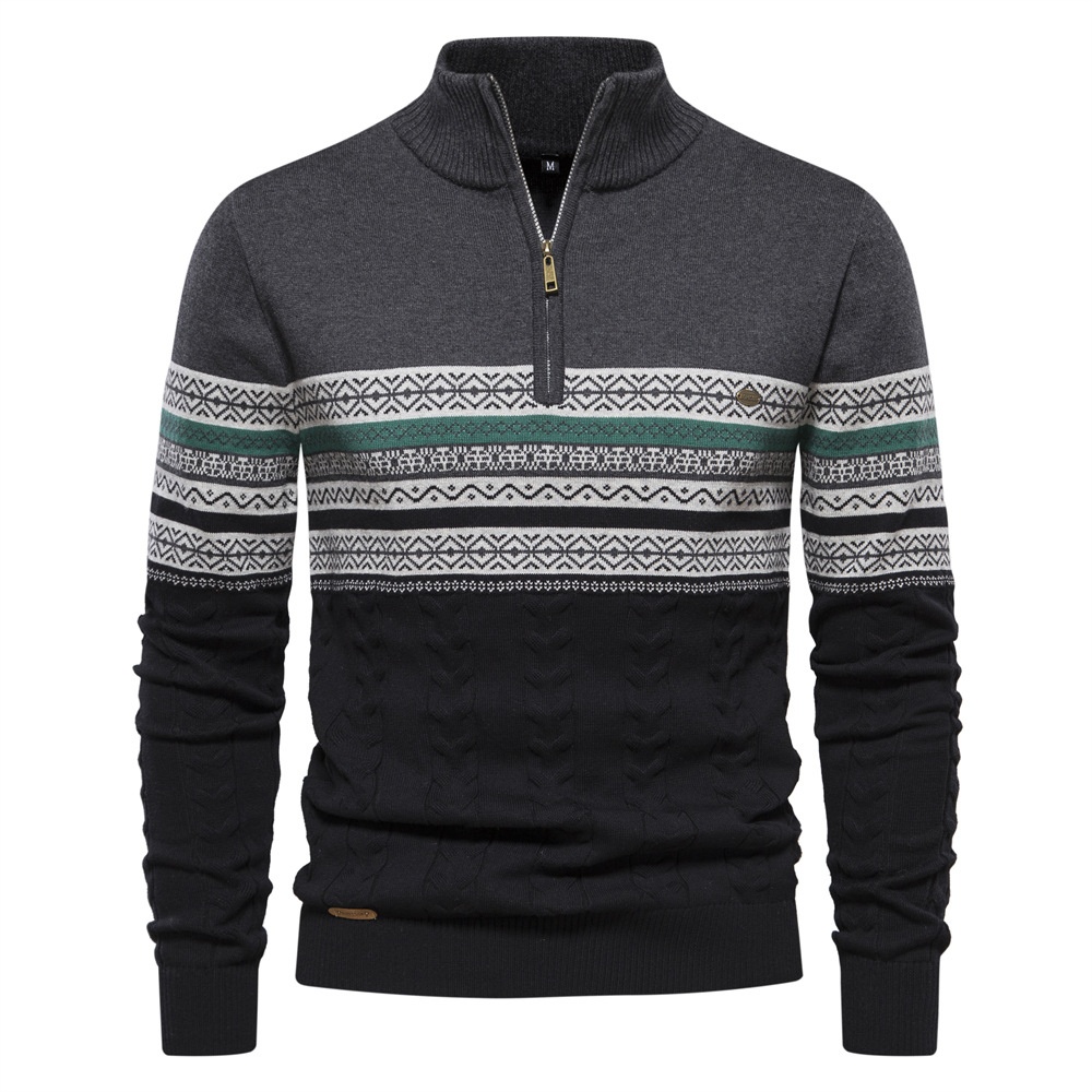Men's Winter Casual Premium Stand Collar Half-Zip Knit Pullover