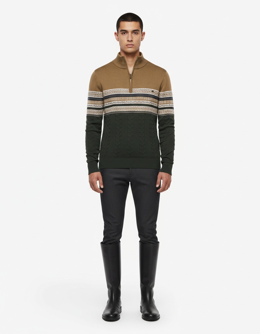 Men's Winter Casual Premium Stand Collar Half-Zip Knit Pullover