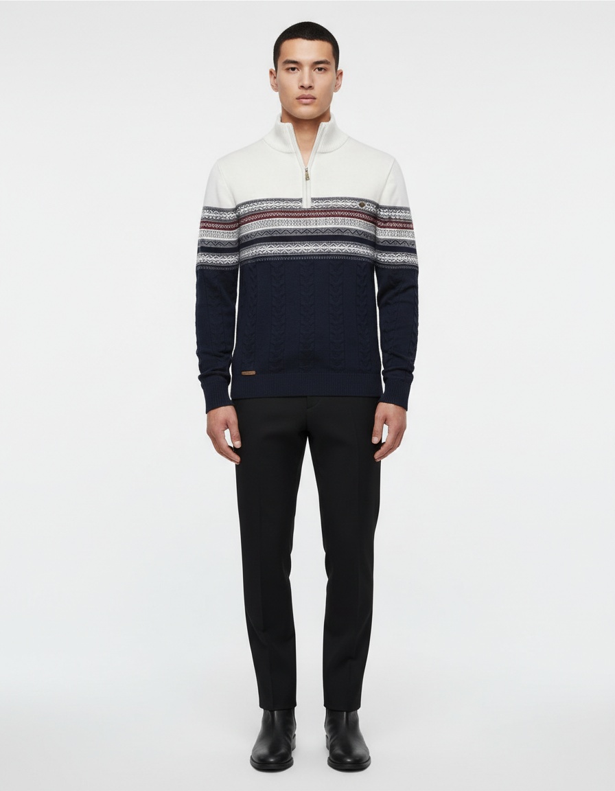 Men's Winter Casual Premium Stand Collar Half-Zip Knit Pullover