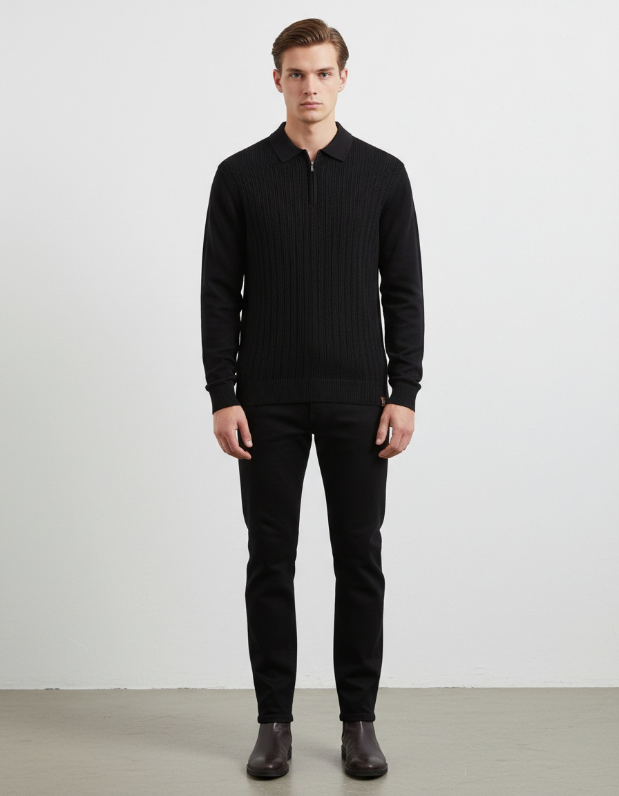 Half-Zip Business Casual Knitted Pullover for Men's Winter Wardrobe