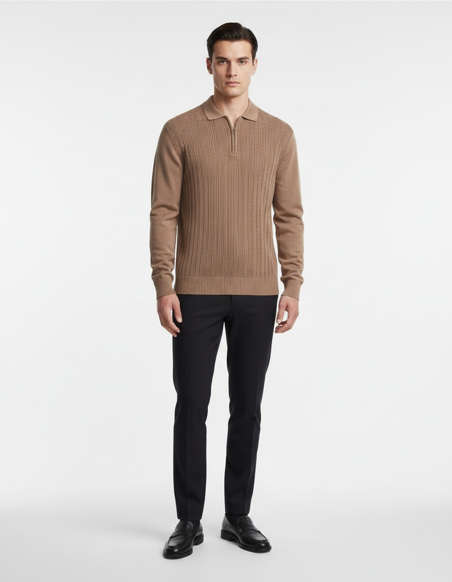 Half-Zip Business Casual Knitted Pullover for Men's Winter Wardrobe