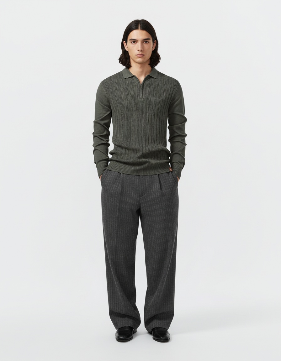 Half-Zip Business Casual Knitted Pullover for Men's Winter Wardrobe