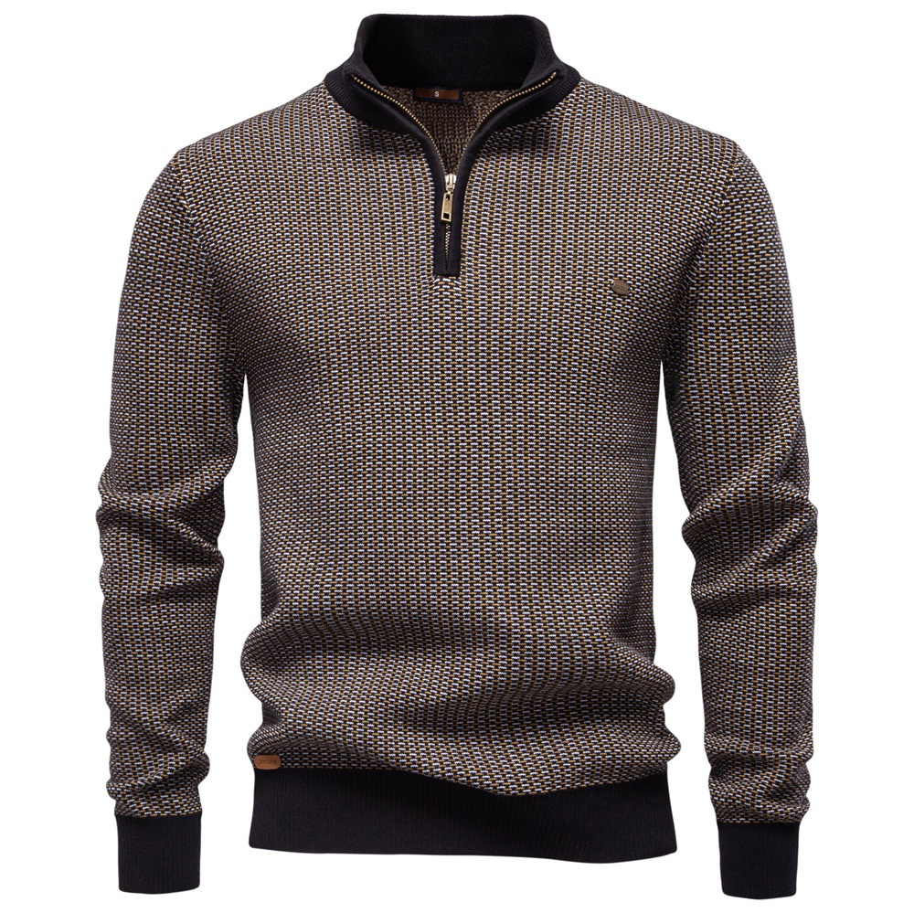 Premium Thickened Quarter-Zip Stand Collar Winter Pullover for Men's Knitwear