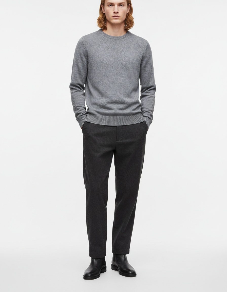 Suéter de punto de cuello alto de color liso para otoño e invierno para hombre