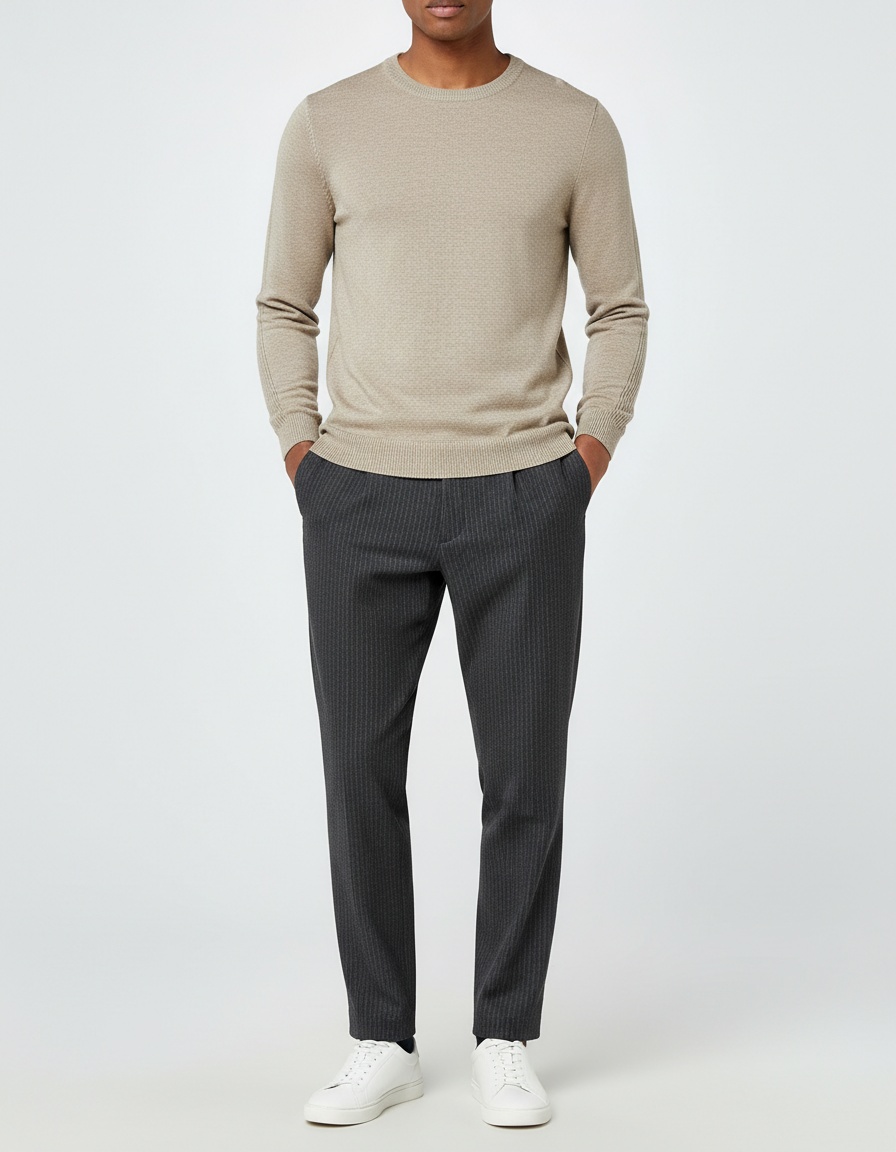 Suéter de punto de cuello alto de color liso para otoño e invierno para hombre