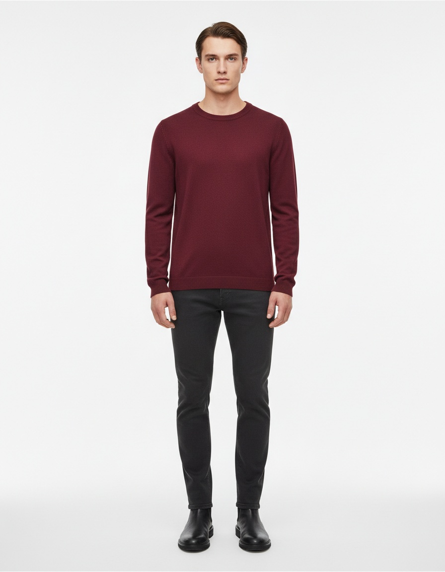 Suéter de punto de cuello alto de color liso para otoño e invierno para hombre