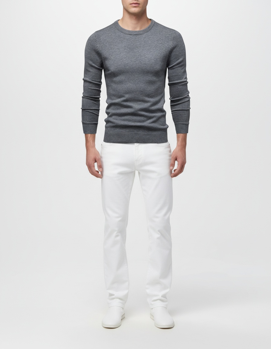 Suéter de punto de cuello alto de color liso para otoño e invierno para hombre