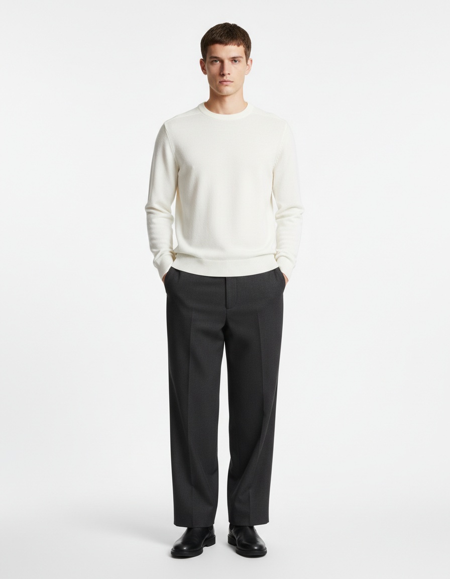 Suéter de punto de cuello alto de color liso para otoño e invierno para hombre