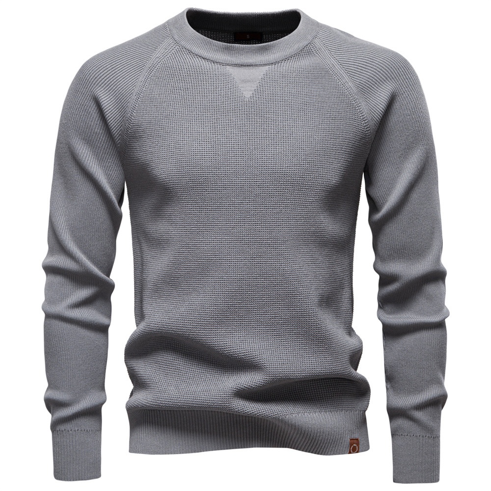 Pull homme automne-hiver col rond couleur unie style business casual