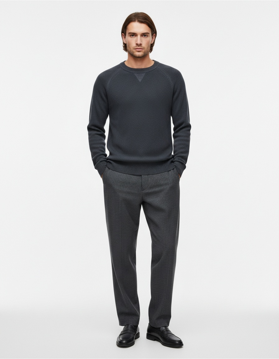 Pull homme automne-hiver col rond couleur unie style business casual