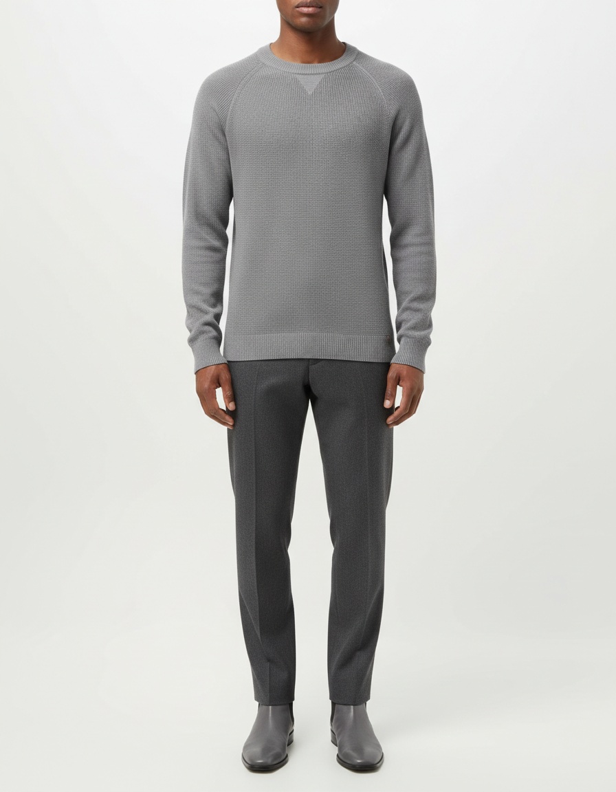 Pull homme automne-hiver col rond couleur unie style business casual