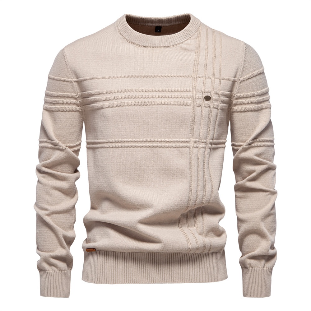 Winter Casual Men's Crew Neck Solid Color Pullover Sweater