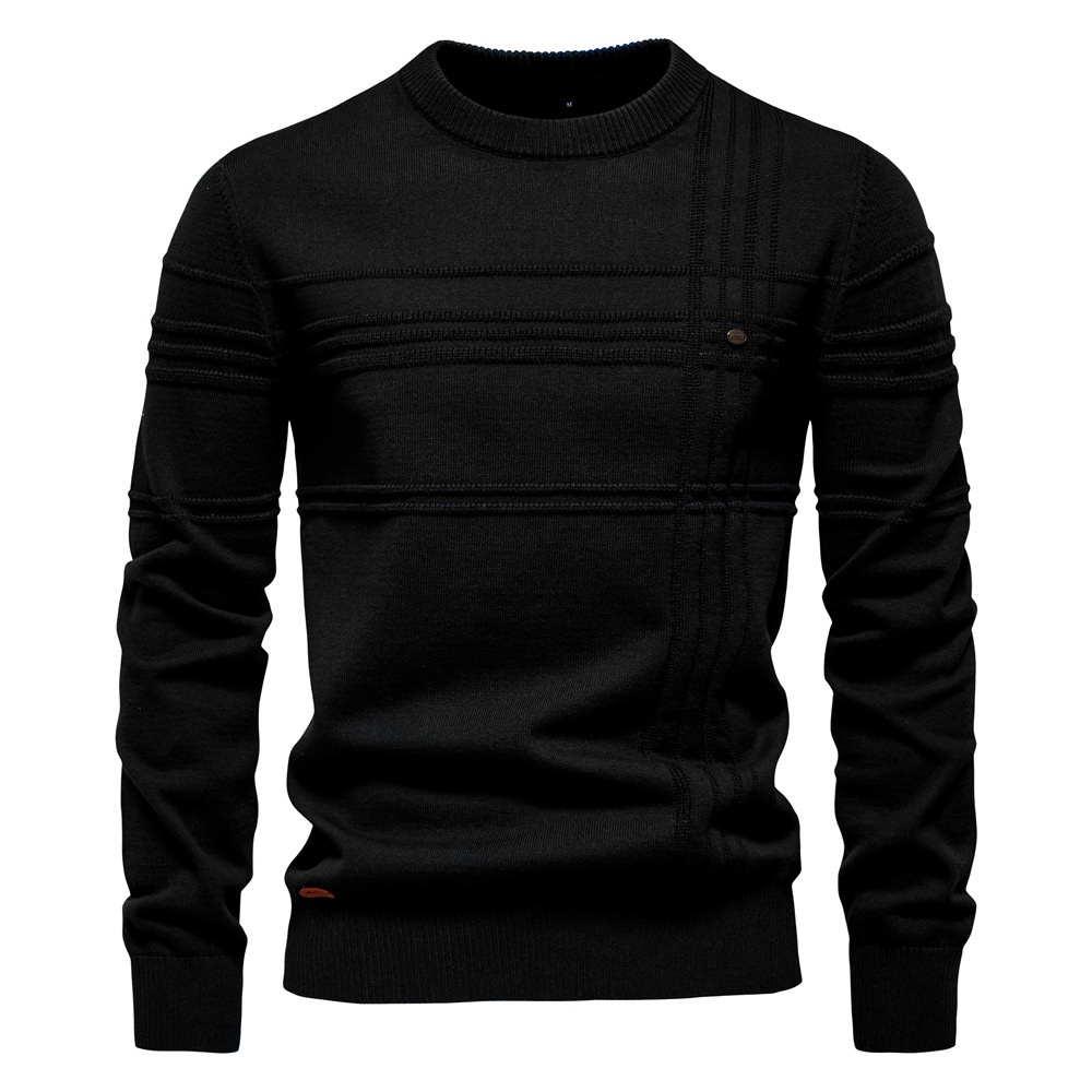 Winter Casual Men's Crew Neck Solid Color Pullover Sweater