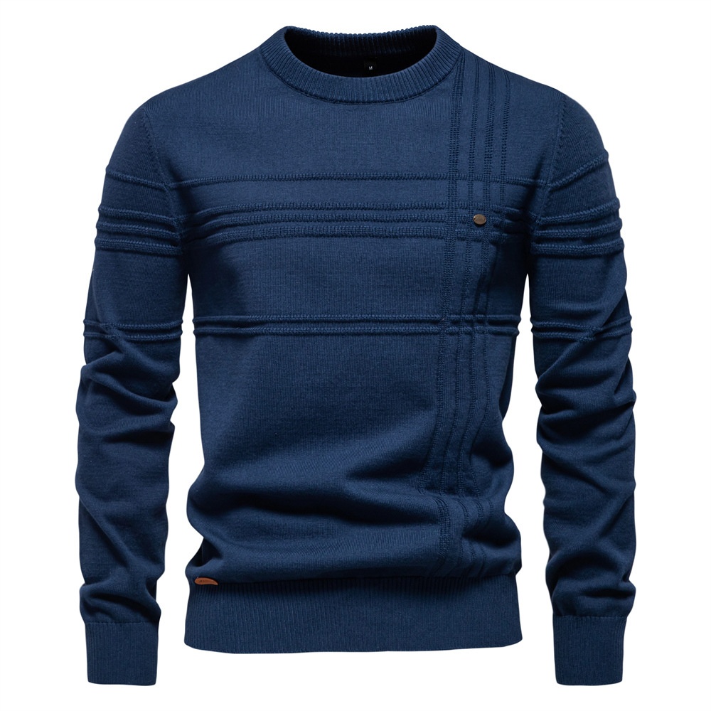 Winter Casual Men's Crew Neck Solid Color Pullover Sweater