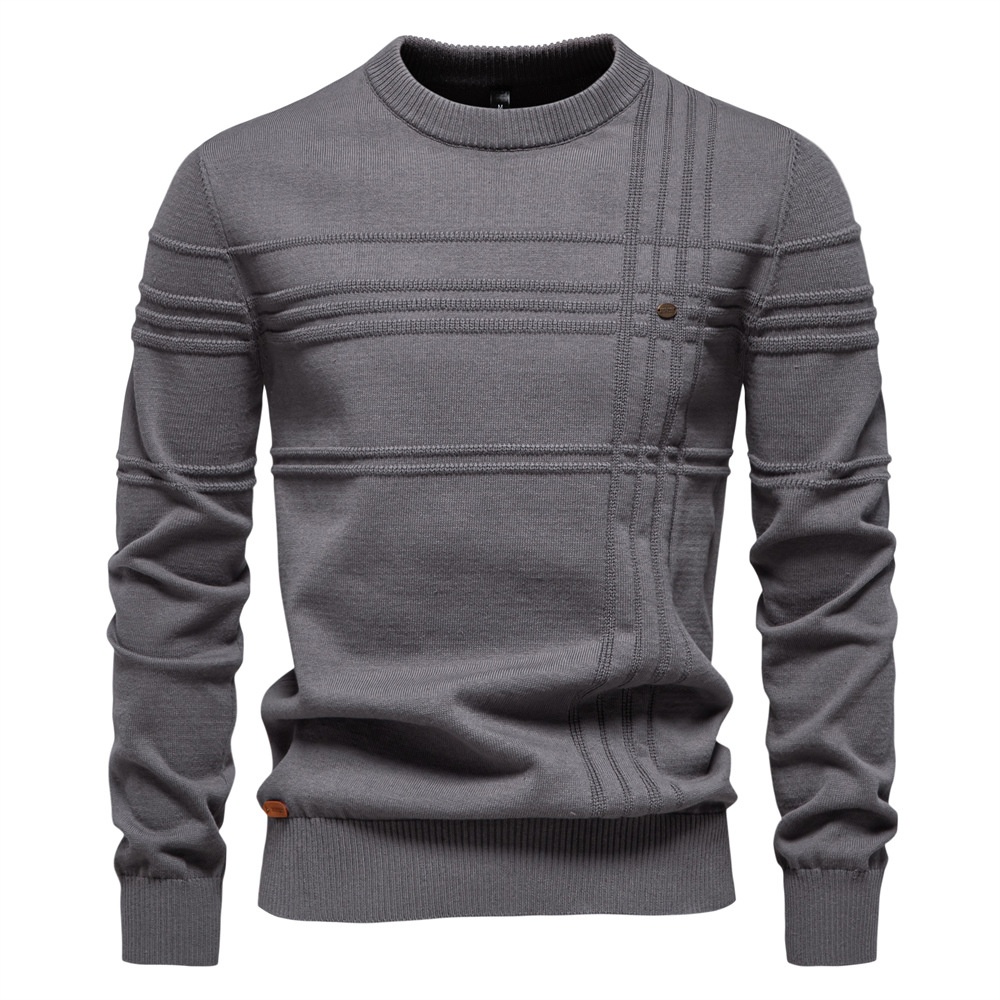 Winter Casual Men's Crew Neck Solid Color Pullover Sweater