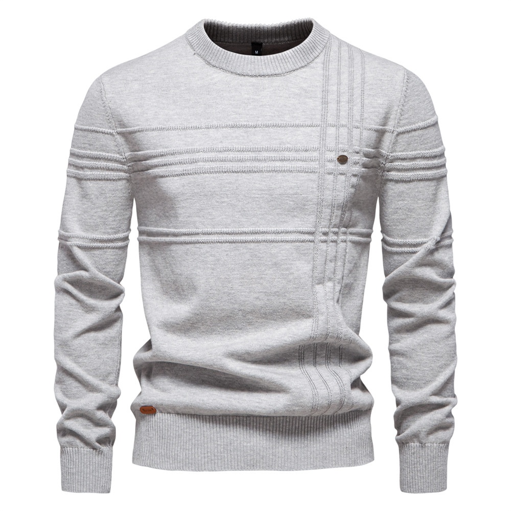 Winter Casual Men's Crew Neck Solid Color Pullover Sweater