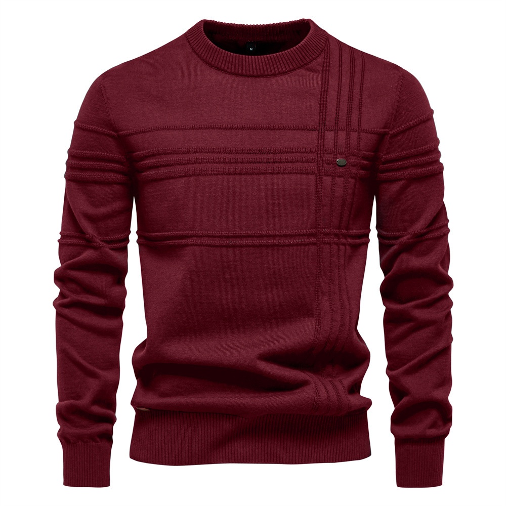 Winter Casual Men's Crew Neck Solid Color Pullover Sweater