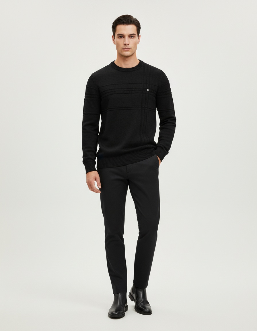 Winter Casual Men's Crew Neck Solid Color Pullover Sweater