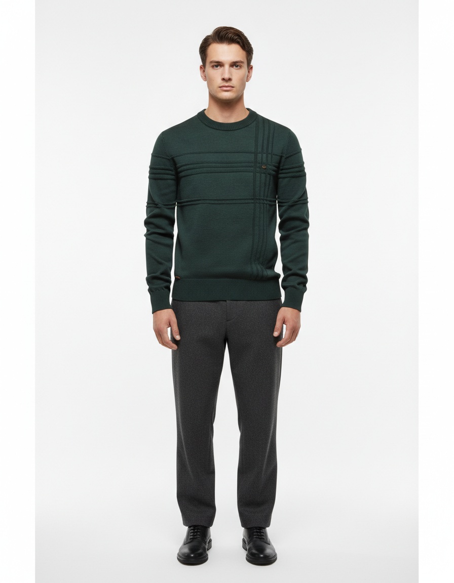 Winter Casual Men's Crew Neck Solid Color Pullover Sweater