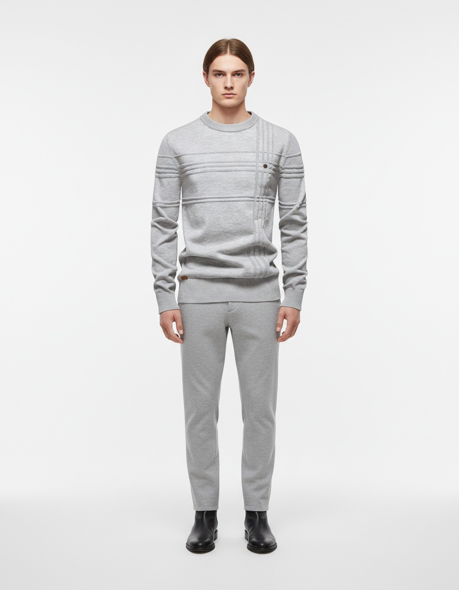 Winter Casual Men's Crew Neck Solid Color Pullover Sweater