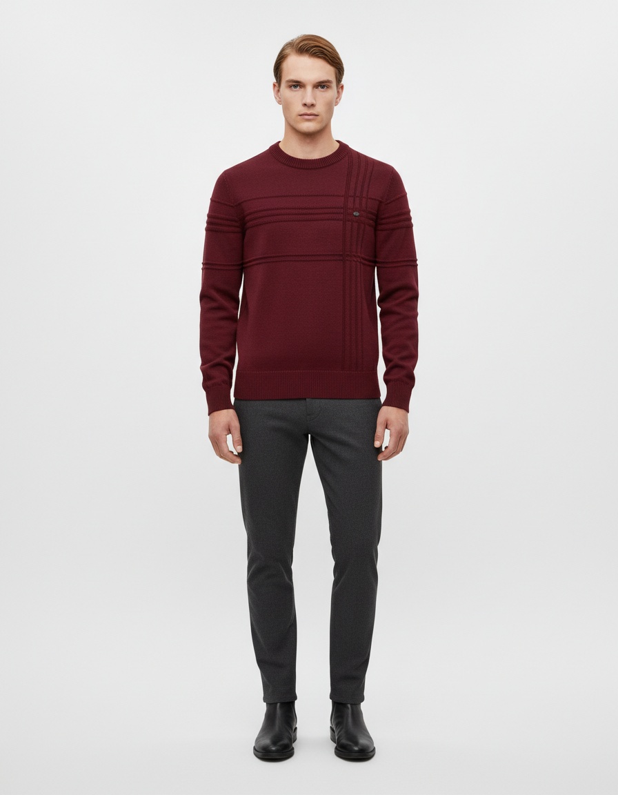 Winter Casual Men's Crew Neck Solid Color Pullover Sweater