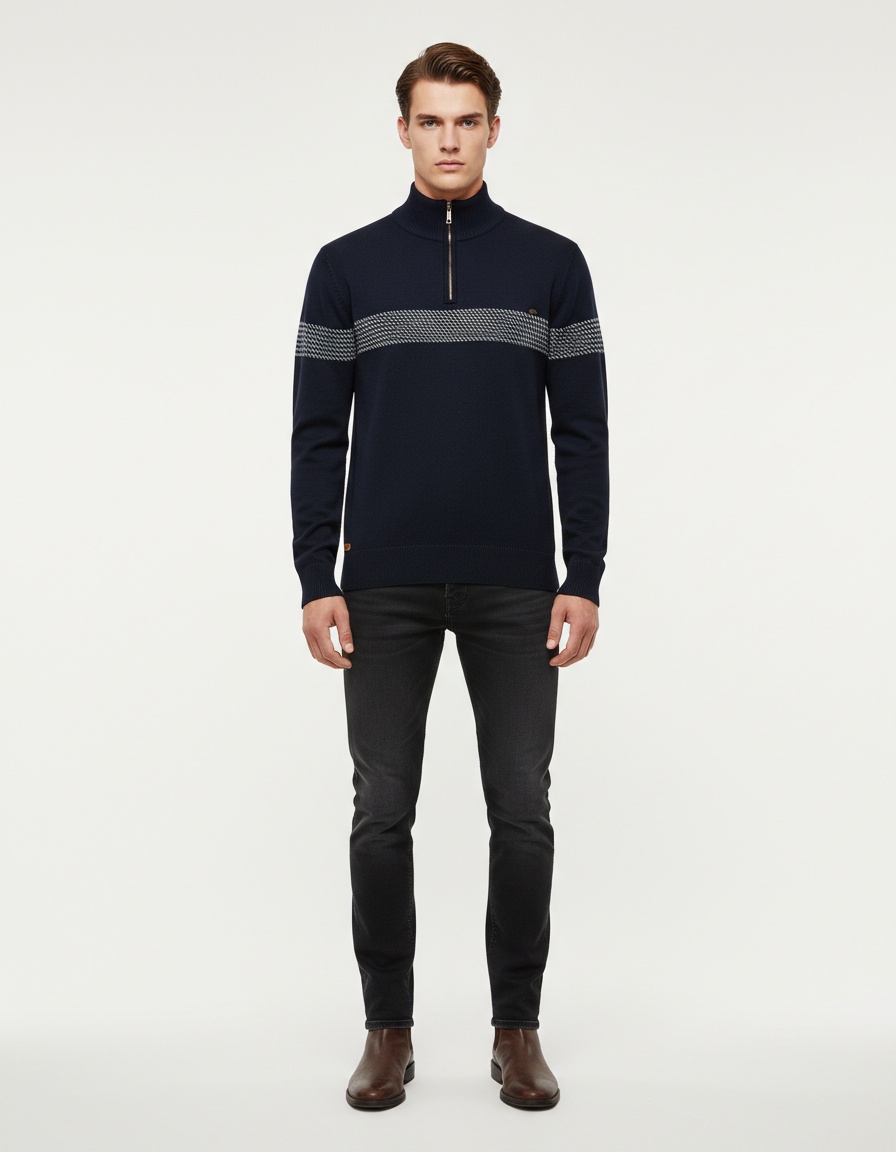 Premium Half-Zip Stand Collar Winter Sweater for Men