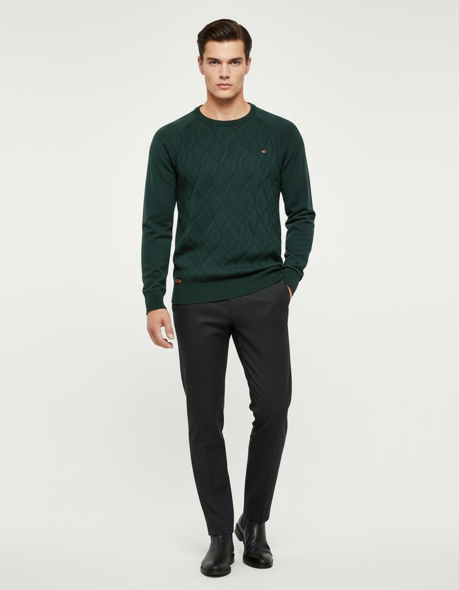 Maglione da uomo a tinta unita, stile casual autunno/inverno.