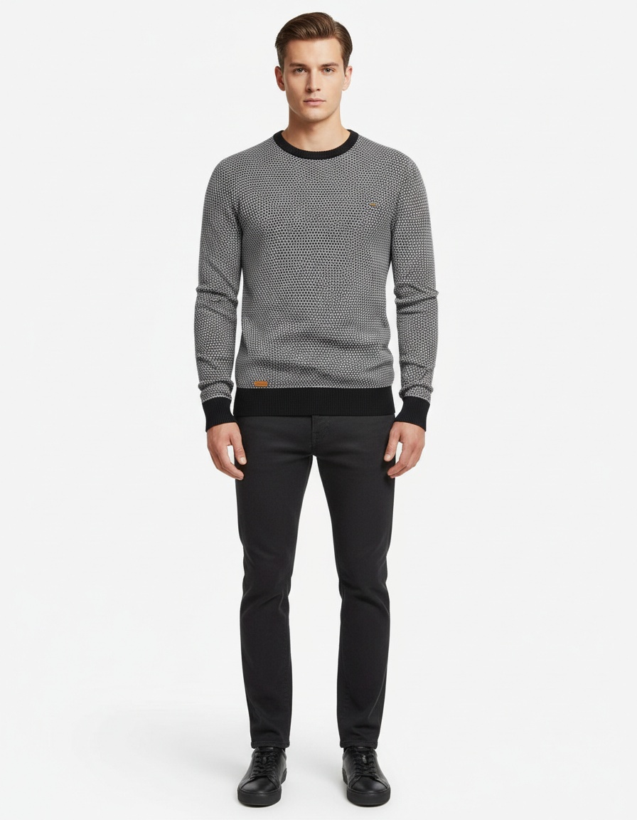 Men's High Elasticity Crew Neck Long Sleeve Pullover Base Layer Top for Autumn and Winter