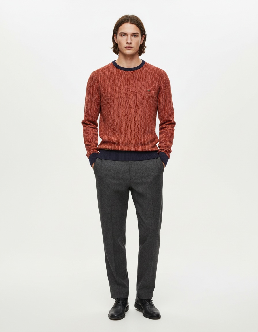 Men's High Elasticity Crew Neck Long Sleeve Pullover Base Layer Top for Autumn and Winter