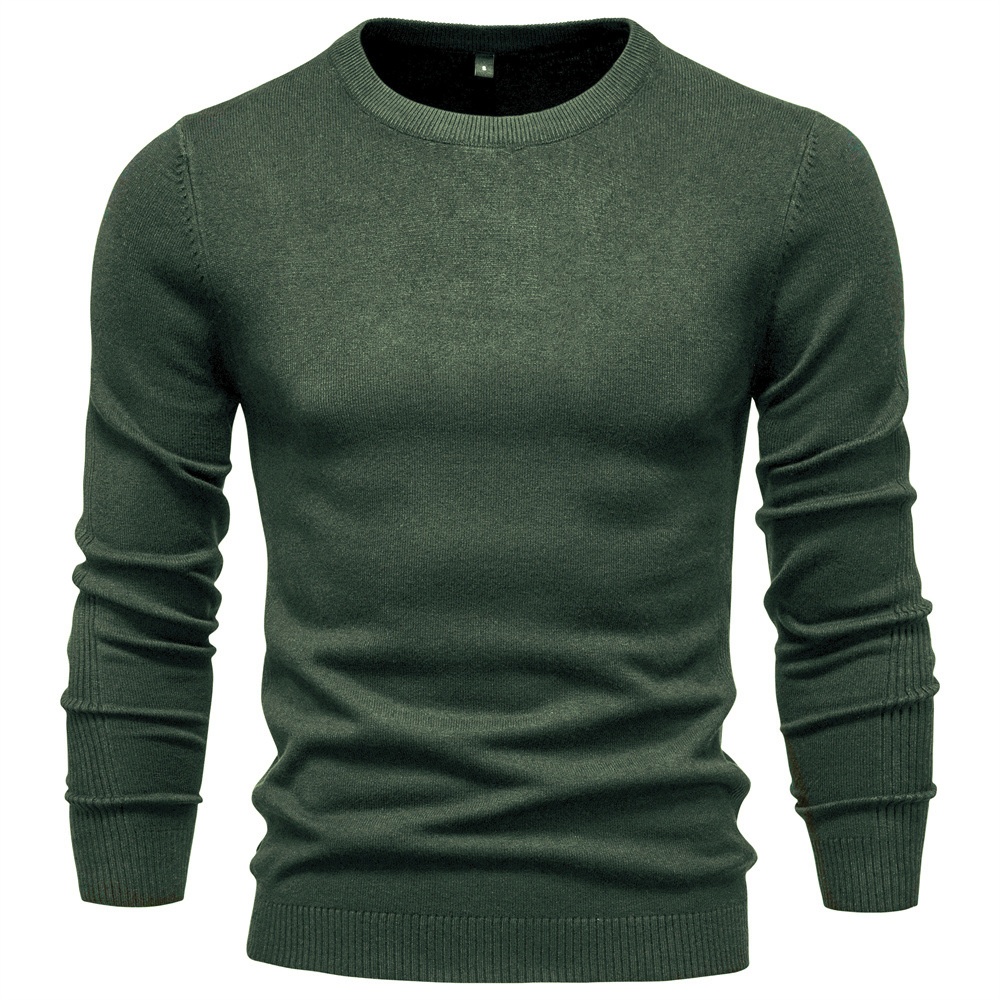 Pull d'hiver épais à col rond et coupe ajustée pour homme