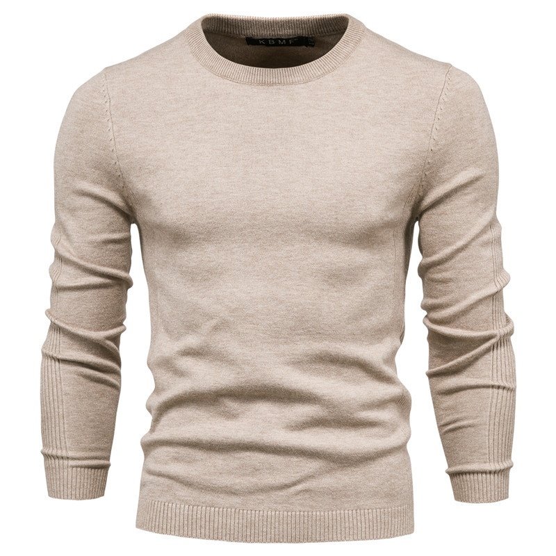 Pull d'hiver épais à col rond et coupe ajustée pour homme