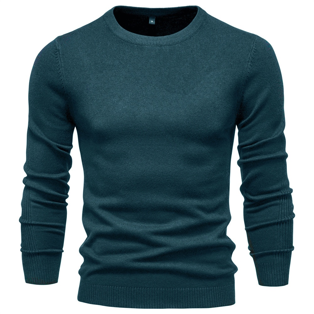 Pull d'hiver épais à col rond et coupe ajustée pour homme