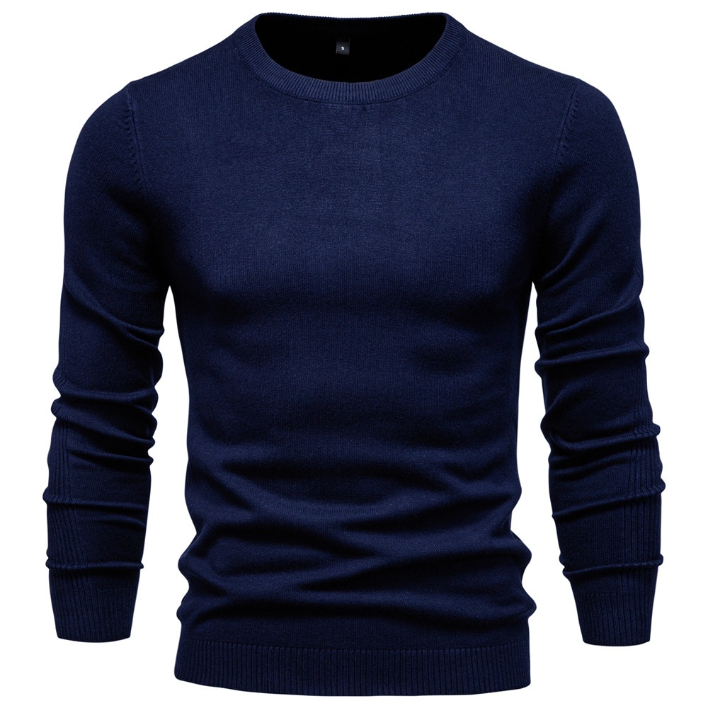 Pull d'hiver épais à col rond et coupe ajustée pour homme
